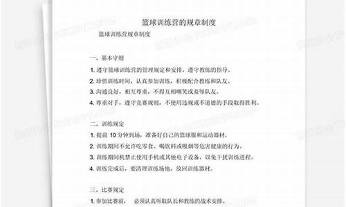 篮球训练规章制度-篮球队训练制度